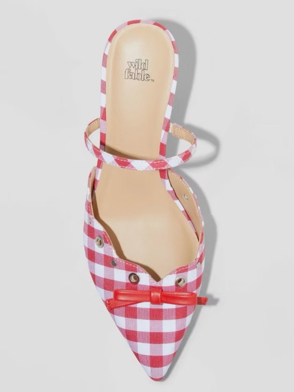 wild fable Red & White Gingham Pointed Slingback Mule with Bow - Picture 3 of 8